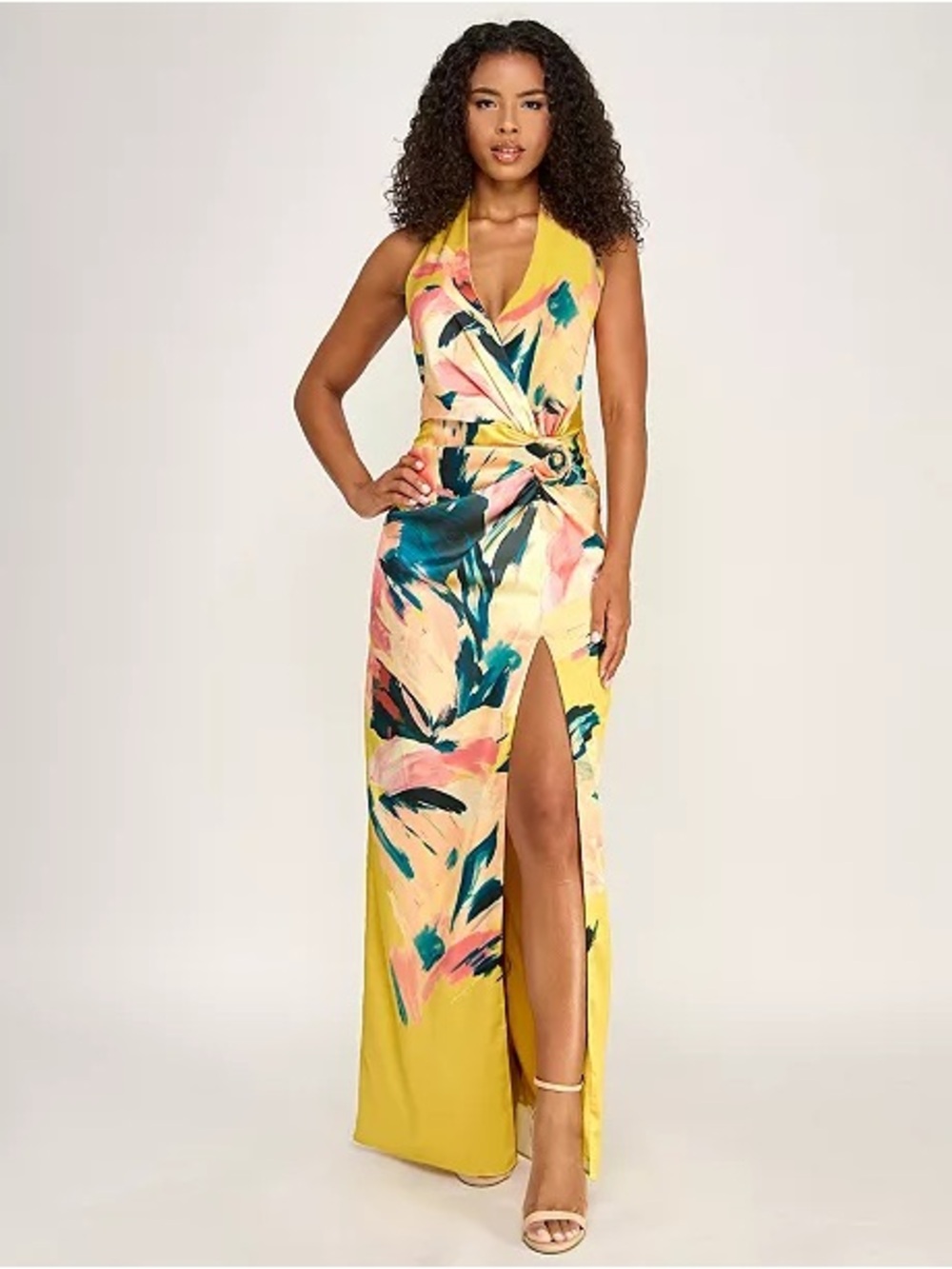 Seni & Cade Women's Plunge V-Neck Printed Gown